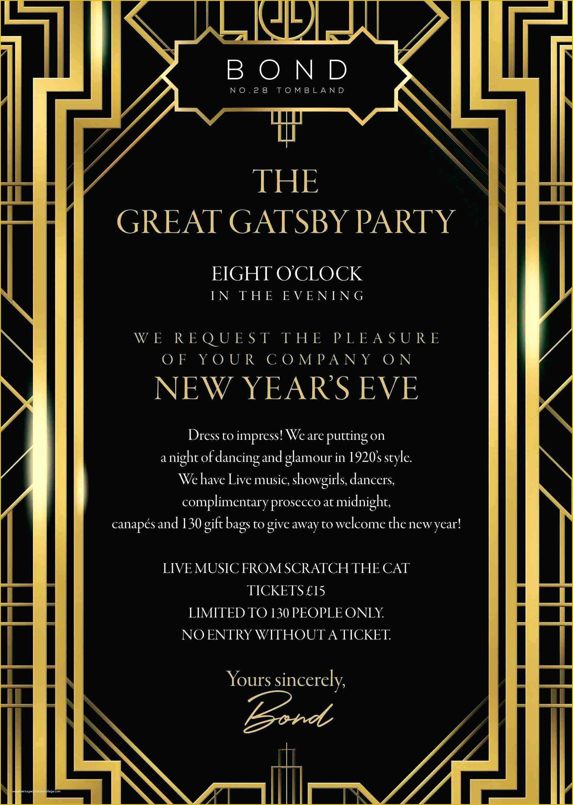 Great Gatsby themed Invitation Template Free Of Great Gatsby Invitation Template