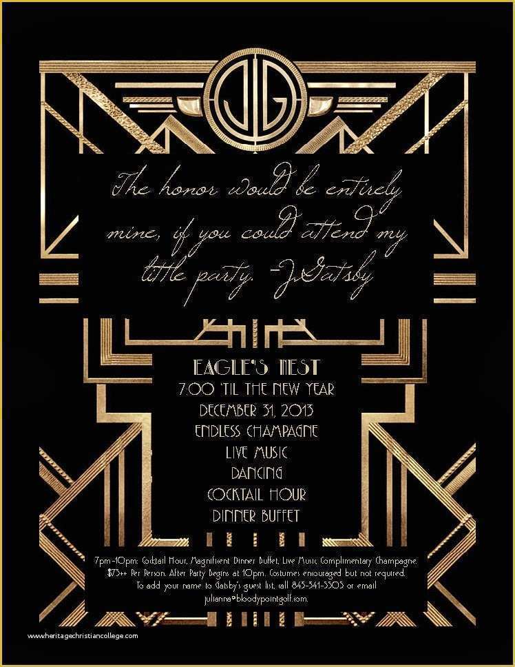 Great Gatsby themed Invitation Template Free Of Great Gatsby Party Invitation Template