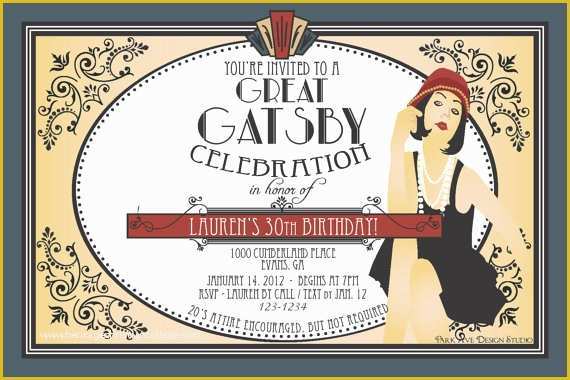 Great Gatsby themed Invitation Template Free Of Great Gatsby Party Invitations Ideas Printable
