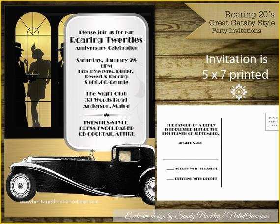 Great Gatsby themed Invitation Template Free Of Great Gatsby Style Party Invitations Art Deco by