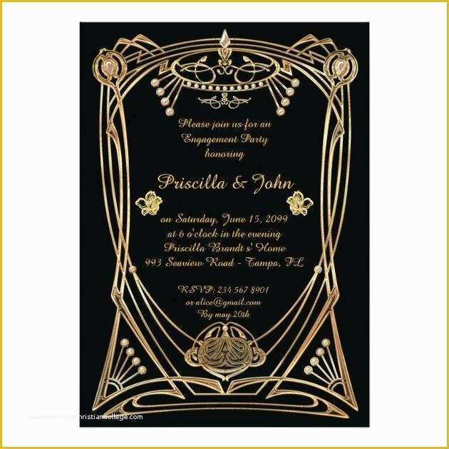 Great Gatsby themed Invitation Template Free Of Great Party Invitations as Well Invitation Black and Gold