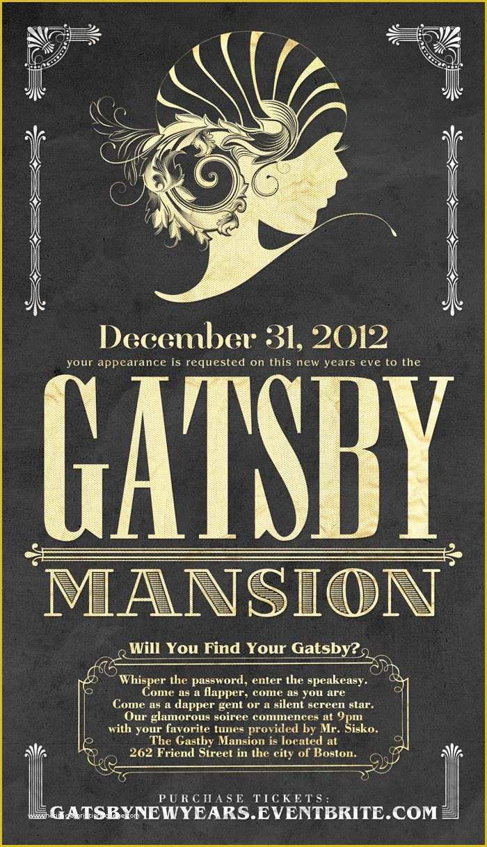 Great Gatsby themed Invitation Template Free Of Invite Great Gatsby Graphics Pinterest
