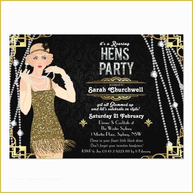 Great Gatsby themed Invitation Template Free Of Personalized Great Gatsby Party Invitations