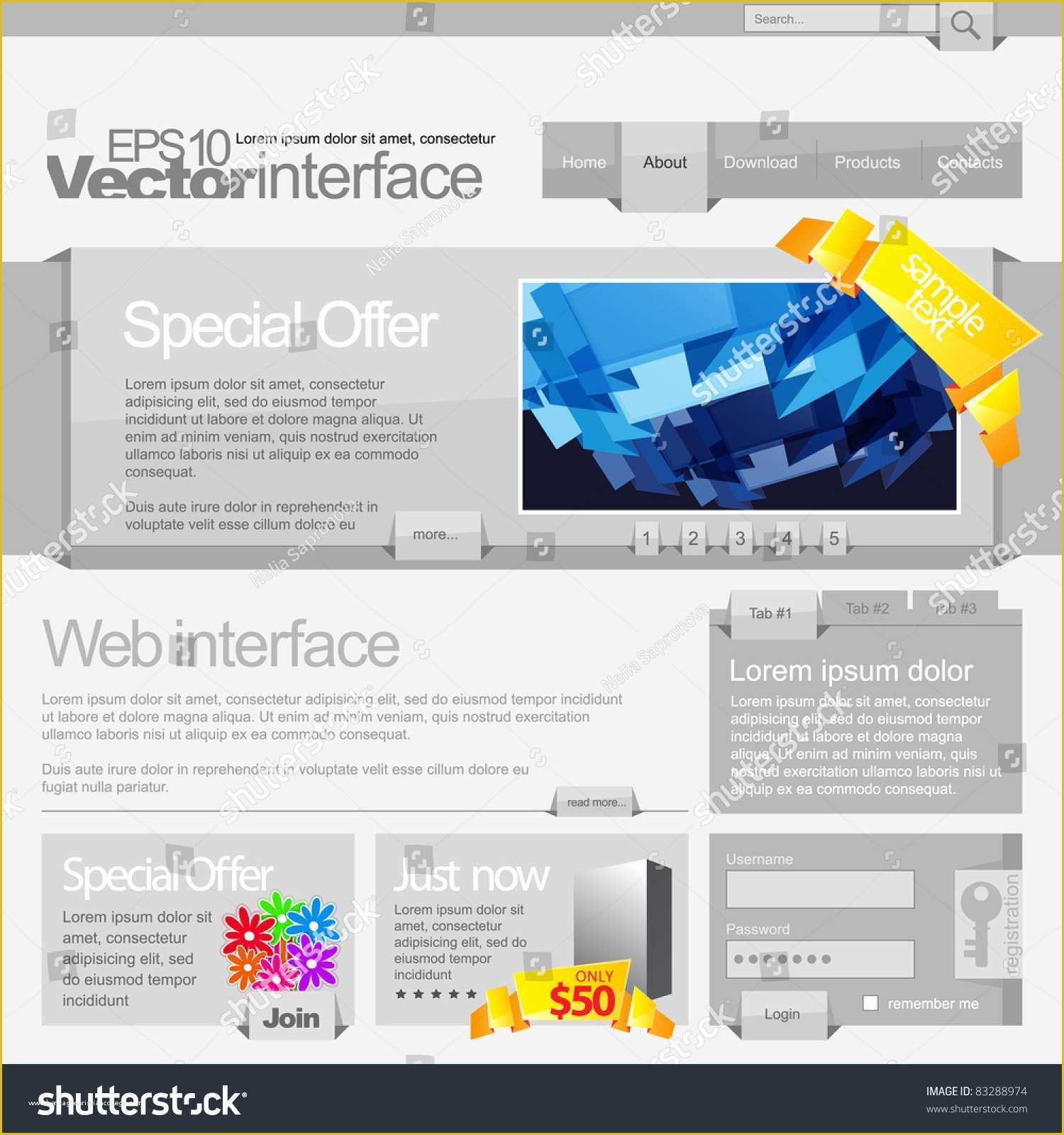 Grid Website Templates Free Of Gray Website Template 960 Grid Stock Vector Illustration