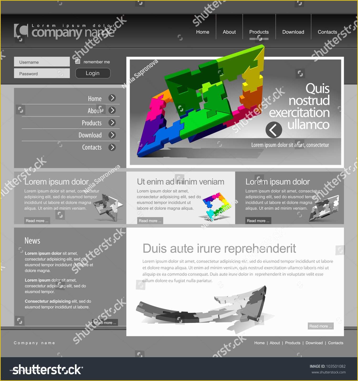 Grid Website Templates Free Of Gray Website Template 960 Grid Stock Vector Illustration