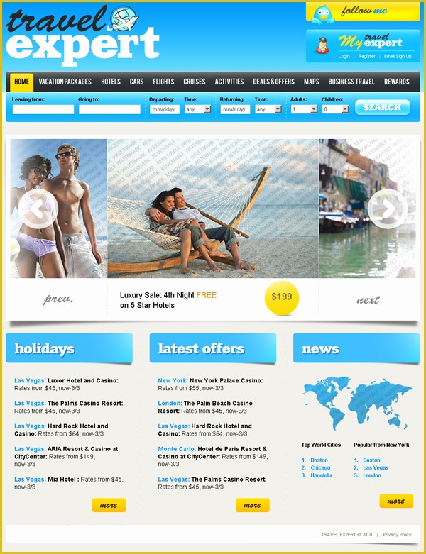 Grid Website Templates Free Of Holiday Website Template Travel Expert Holiday Blue Grid