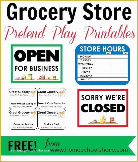 Grocery Store Templates Free Of Free Grocery Store Pretend Play Printables From Homeschool