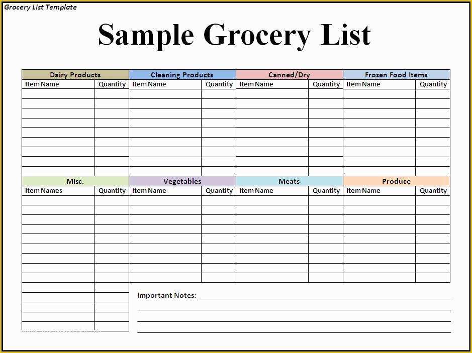Grocery Store Templates Free Of Grocery List Template Word