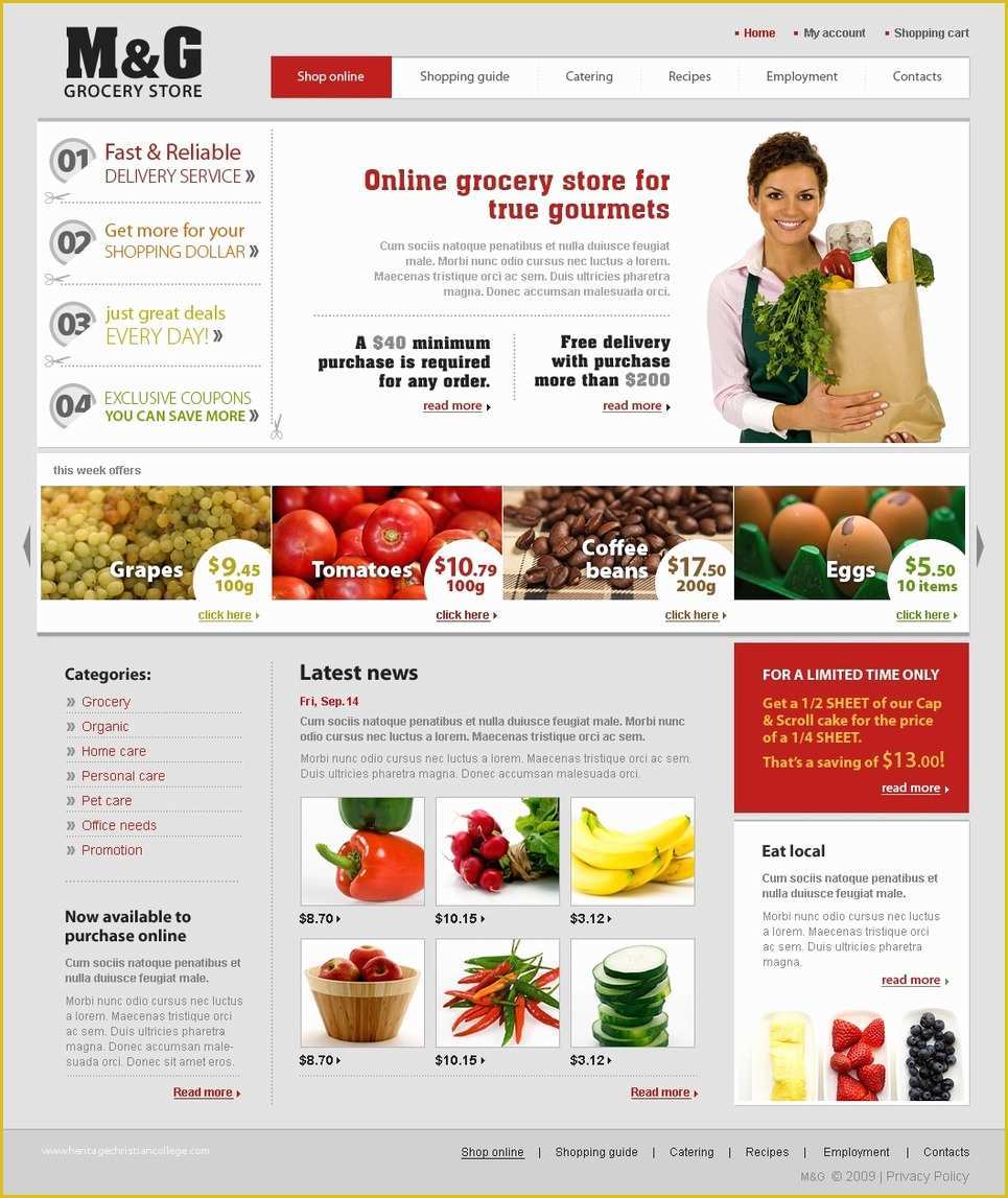 Grocery Store Templates Free Of Grocery Store Website Template