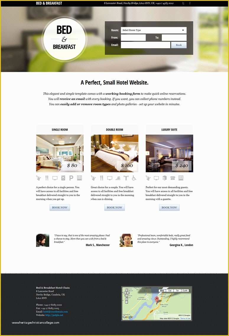 Guest House Website Templates Free Download Of Bed & Breakfast – Hotel Website Template ‹ Psdbucket