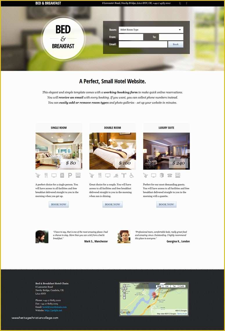 Guest House Website Templates Free Download Of Bed &amp; Breakfast – Hotel Website Template ‹ Psdbucket