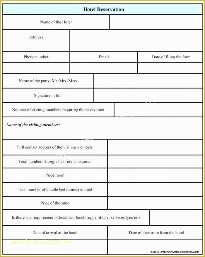 Guest House Website Templates Free Download Of Guest Registration form Template Guest form Simple Hotel