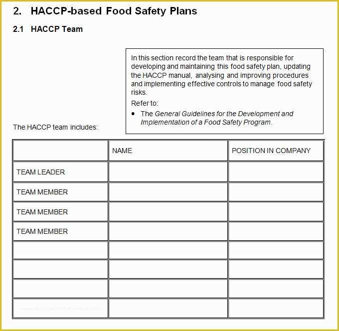 Haccp Templates Free Of Haccp Plan Template 6 Free Word Pdf Documents Download