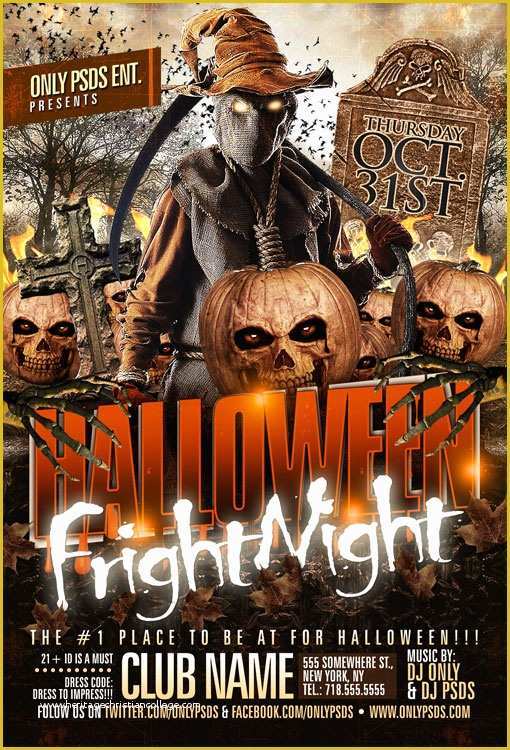 Halloween Flyer Template Free Of Halloween Fright Night Flyer Template