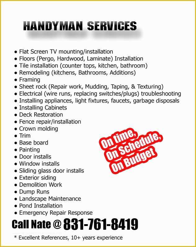 Handyman Flyer Template Free Of Handyman Services Flyer Template Free