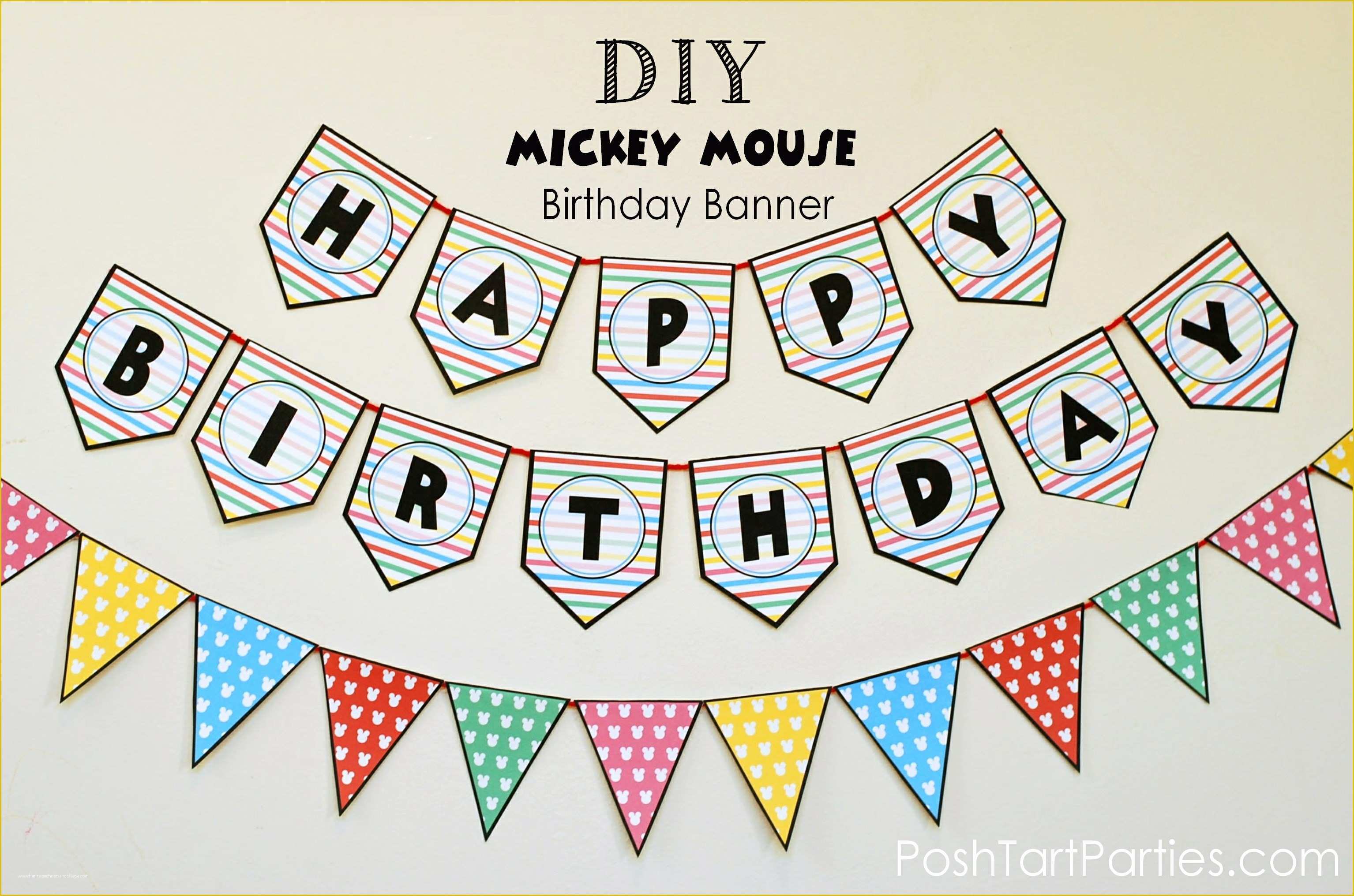 Happy Birthday Banner Template Free Of A Mickey and Minnie Mouse Party – Free Printable Happy
