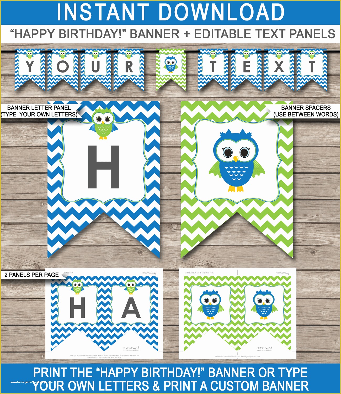 Happy Birthday Banner Template Free Of Blue Owl Party Banner Template