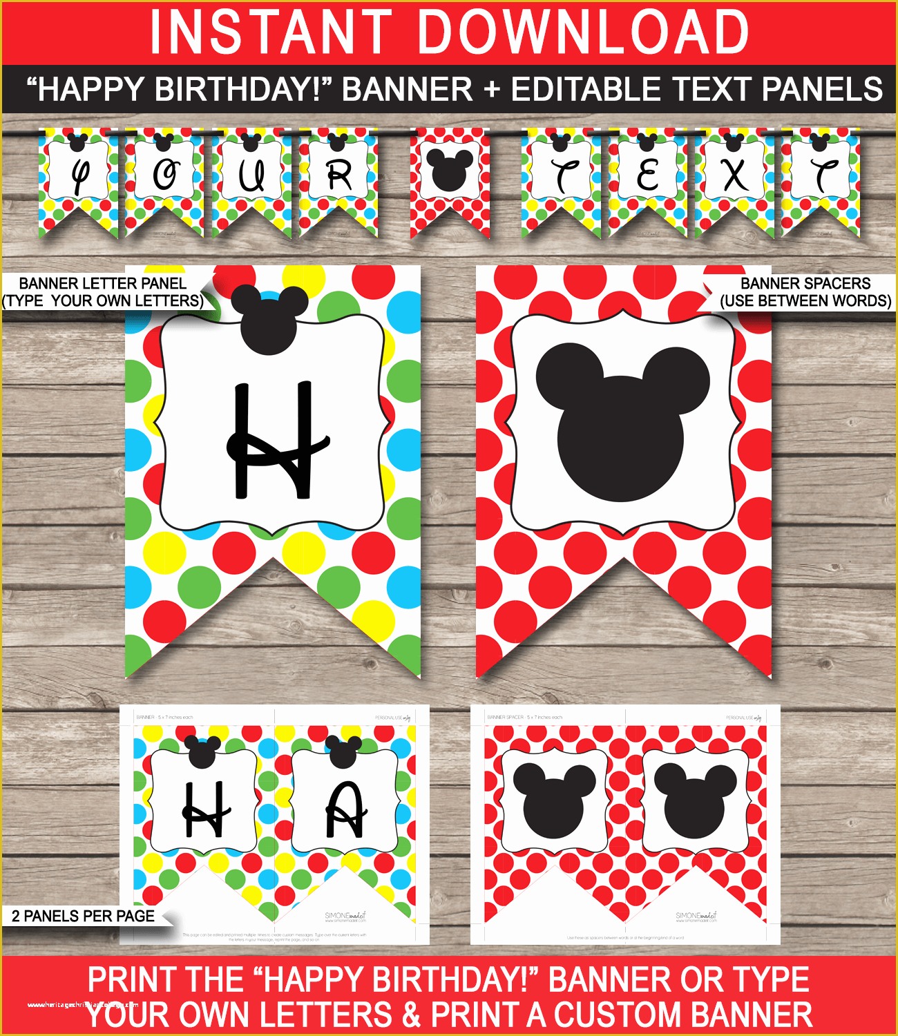 Happy Birthday Banner Template Free Of Mickey Mouse Party Printables Invitations & Decorations