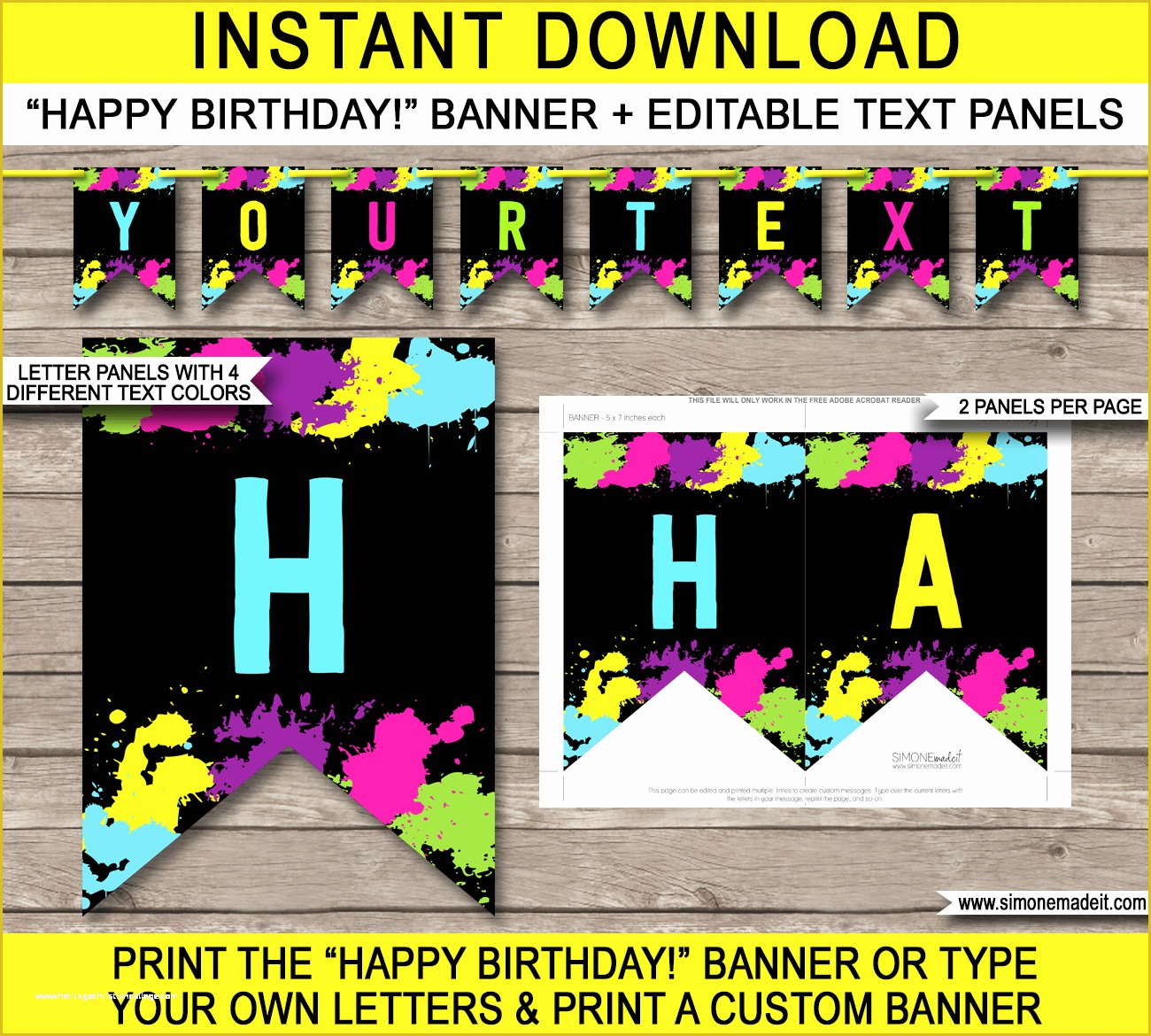 Happy Birthday Banner Template Free Of Neon Glow Party Printables Invitations & Decorations