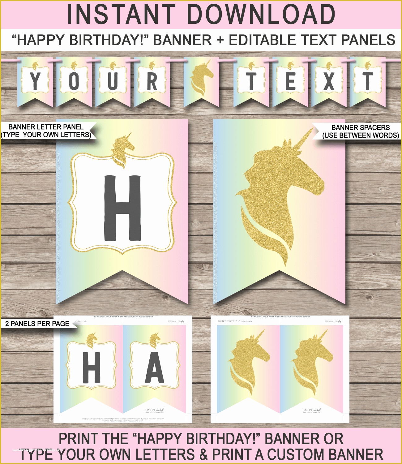 Happy Birthday Banner Template Free Of Unicorn Pennant Banner Template