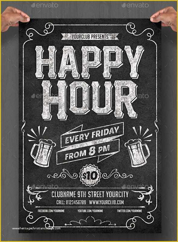Happy Hour Flyer Template Free Of 20 Cool Chalkboard Flyer Templates Print