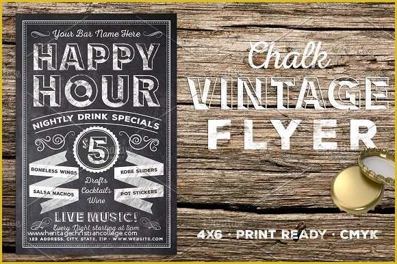 Happy Hour Flyer Template Free Of Chalk Vintage Happy Hour Flyer Flyer Templates
