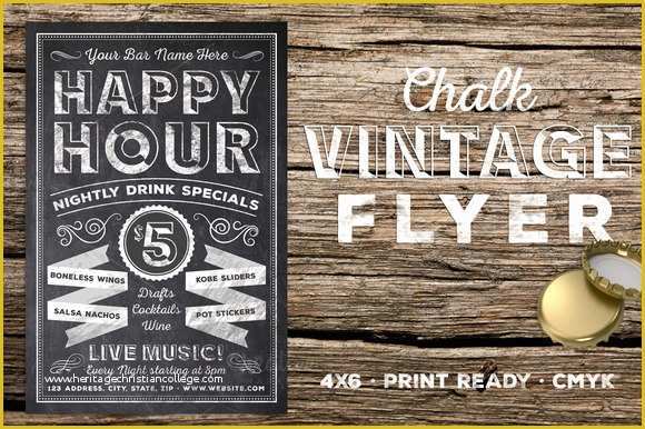 Happy Hour Flyer Template Free Of Chalk Vintage Happy Hour Flyer Flyer Templates On