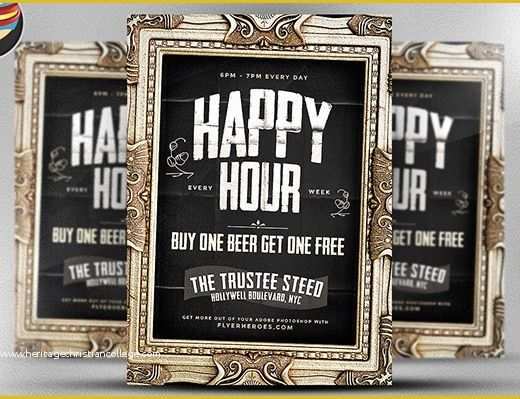 Happy Hour Flyer Template Free Of Framed Happy Hour Flyer Template On Behance