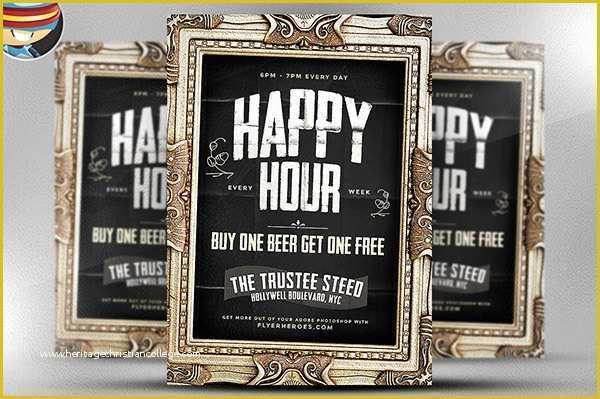 Happy Hour Flyer Template Free Of Framed Happy Hour Flyer Template On Behance