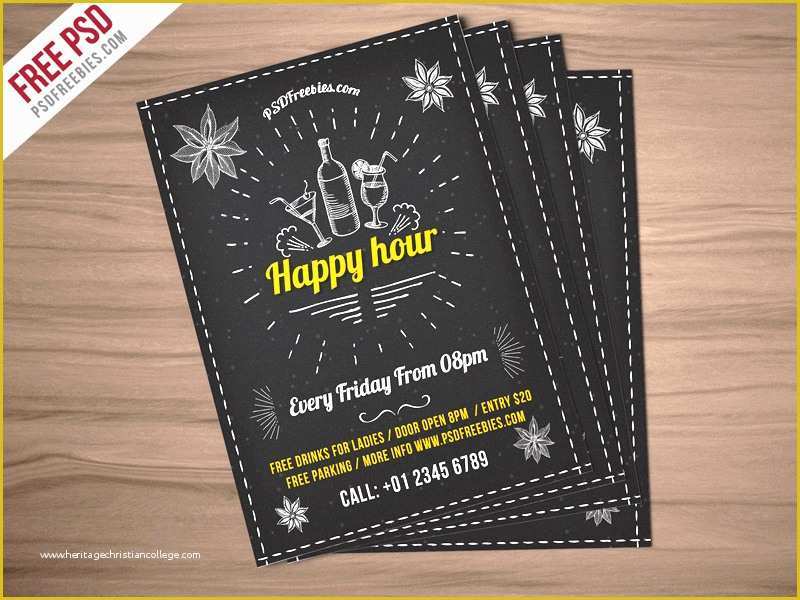 Happy Hour Flyer Template Free Of Freebie Happy Hour Party Invitation Flyer Free Psd by