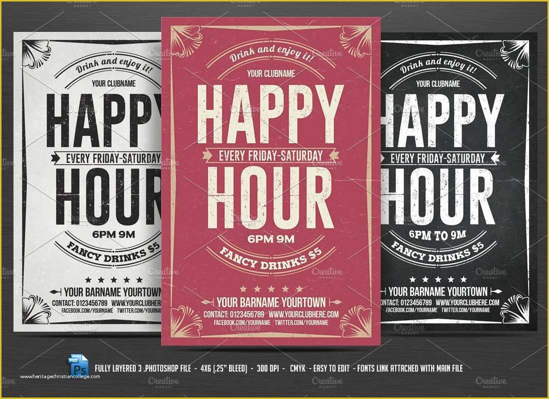 Happy Hour Flyer Template Free Of Happy Hour Flyer Flyer Templates Creative Market