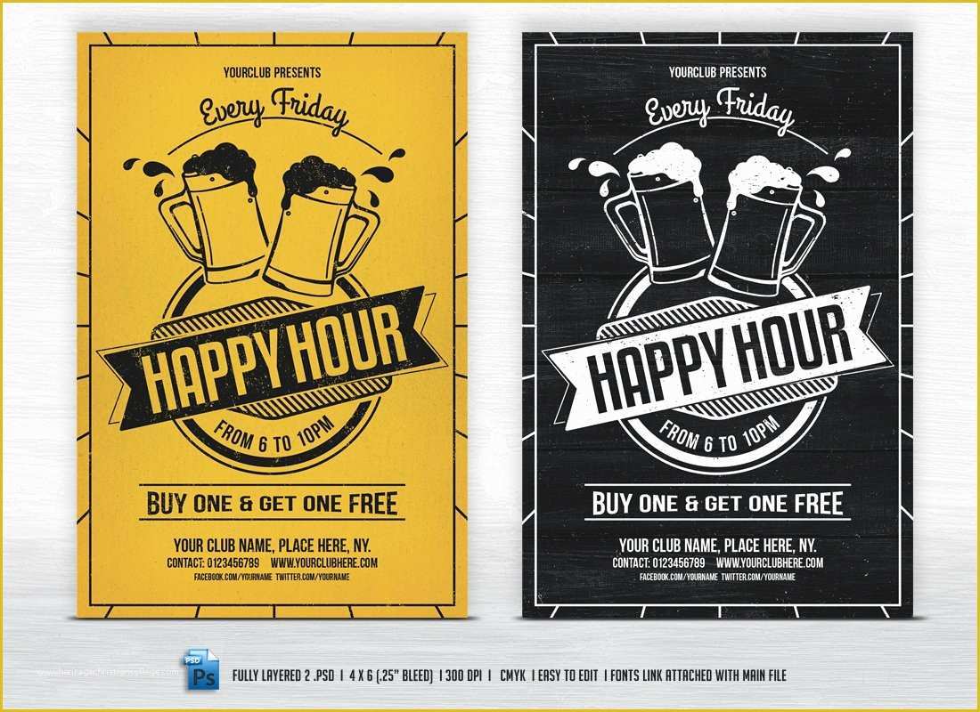 Happy Hour Flyer Template Free Of Happy Hour Flyer Templates Flyer Templates Creative Market