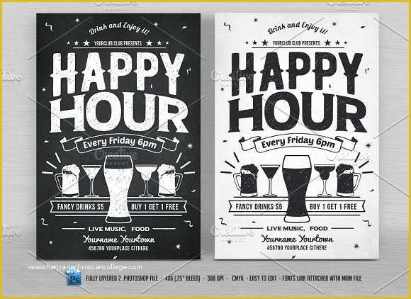 Happy Hour Flyer Template Free Of Happy Hour Flyers Flyer Templates Creative Market