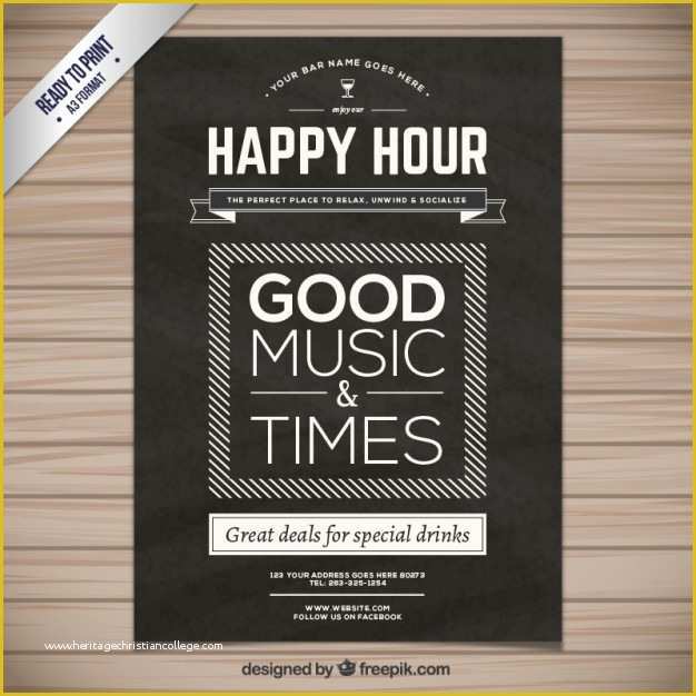 Happy Hour Flyer Template Free Of Happy Hour Poster Vector