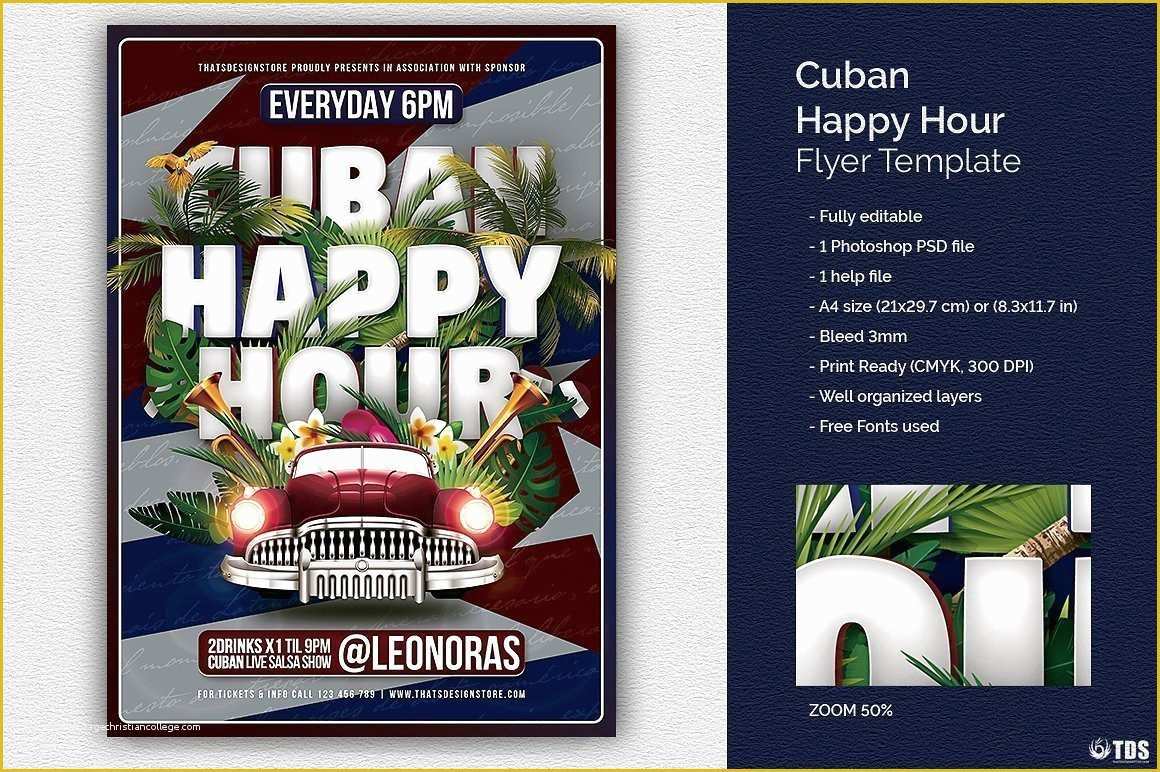 Happy Hour Flyer Template Free Of Salsa Tropical Cuban Flyer Template Psd Design for Shop