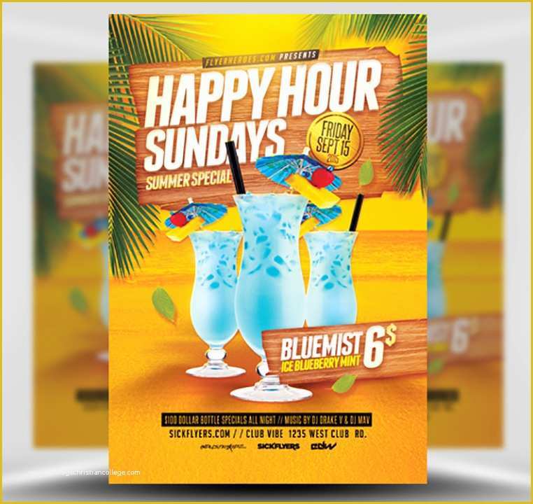Happy Hour Flyer Template Free Of Summer Happy Hour Flyer Template Flyerheroes