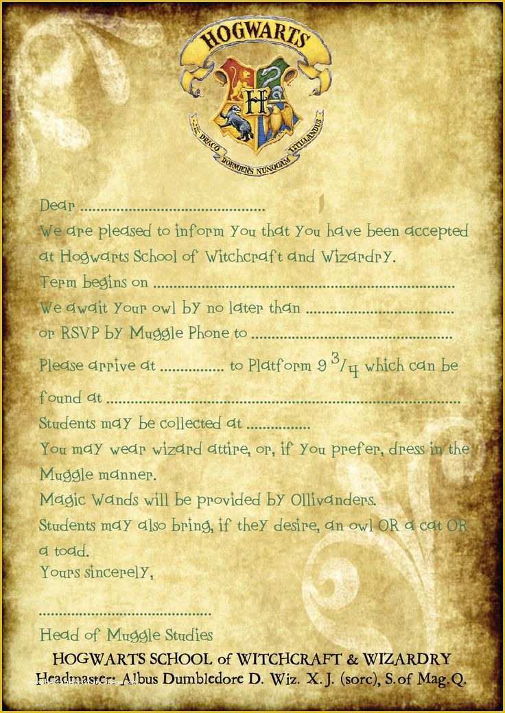 Harry Potter Invitation Template Free Of 25 Best Ideas About Harry Potter Invitations On Pinterest