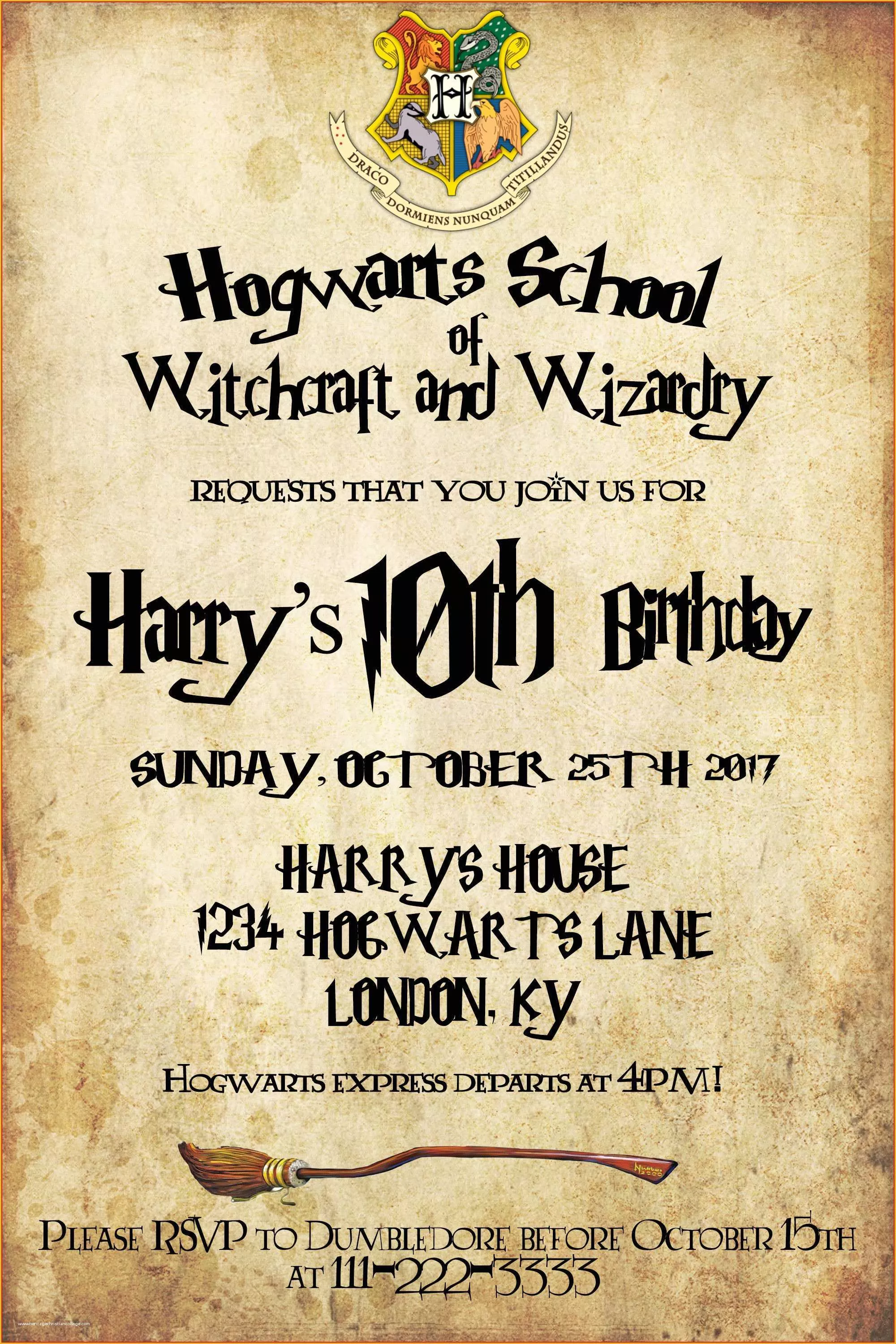 Printable Harry Potter Invitations Customize and Print