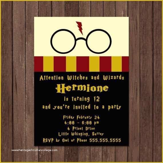 Harry Potter Invitation Template Free Of Harry Potter Birthday Invitation Gryffindor Digital File