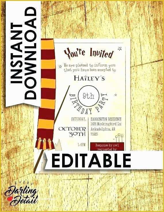 Harry Potter Invitation Template Free Of Harry Potter Birthday Party Invitations – First to
