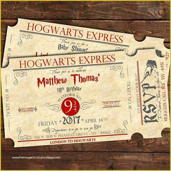 Harry Potter Invitation Template Free Of Harry Potter Birthday Train Ticket Invitation Harry Potter