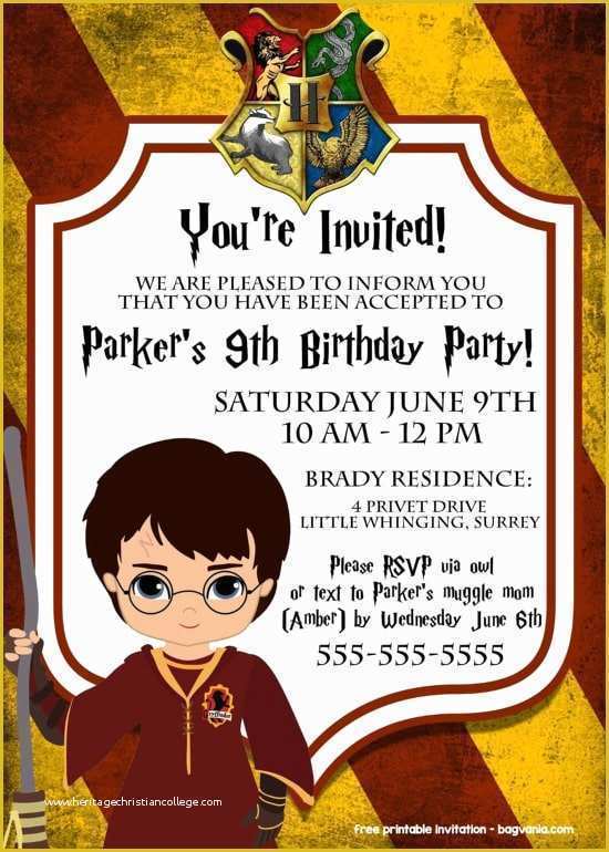 Harry Potter Invitation Template Free Of Free Harry Potter Invitations