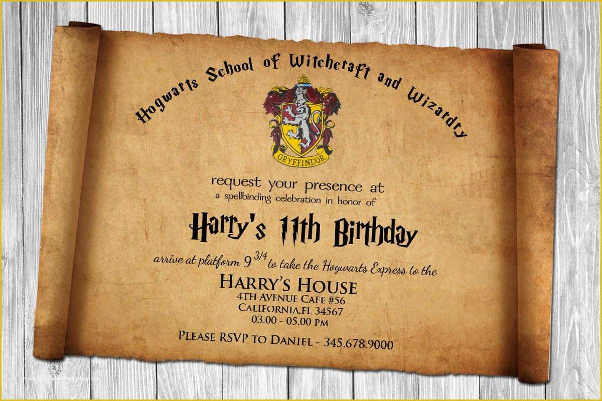Harry Potter Invitation Template Free Of Harry Potter Papyrus Style Birthday Invitation Psd