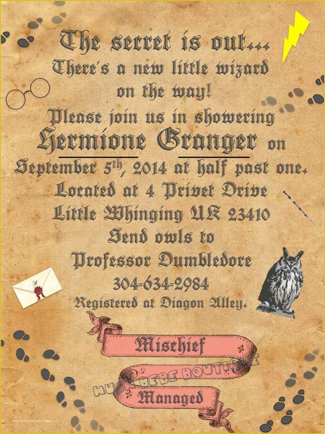 Harry Potter Invitation Template Free Of Personalized Harry Potter Baby Shower Set Printable Digital