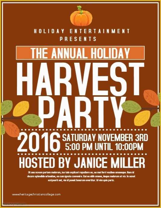 Harvest Festival Flyer Free Template Of Harvest Party Template