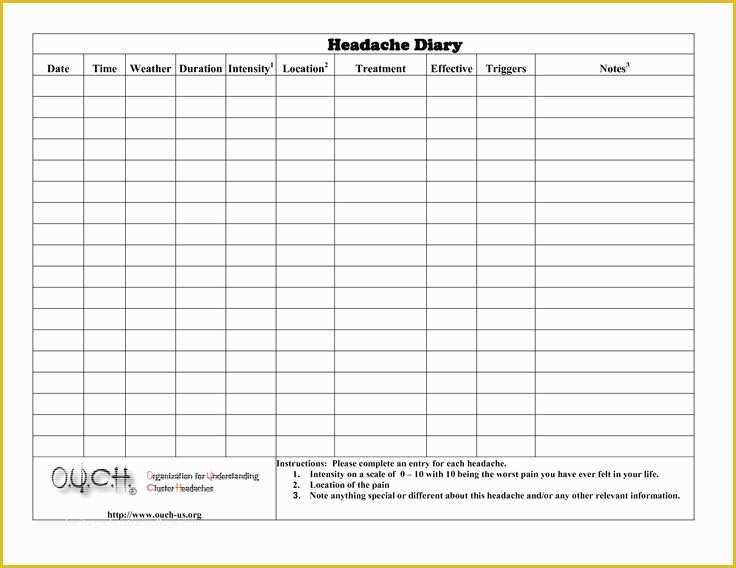 Headache Diary Template Free Of 1000 Ideas About Headache Diary On Pinterest