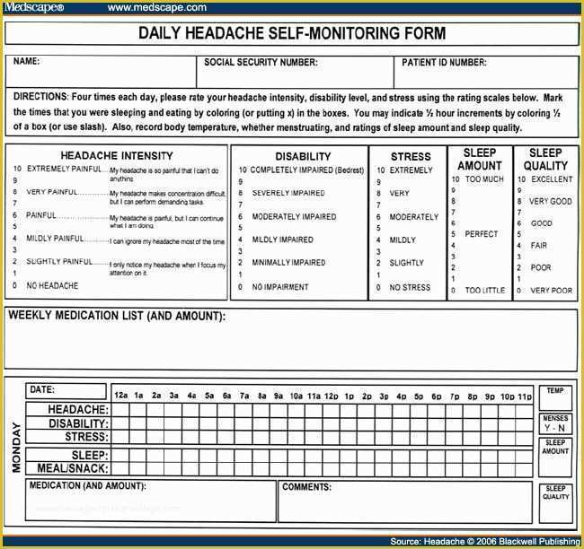 Headache Diary Template Free Of 8 Best Migraine Diary Images On Pinterest