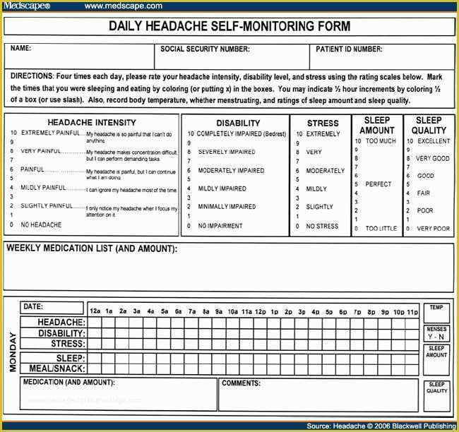 36 Headache Diary Template Free