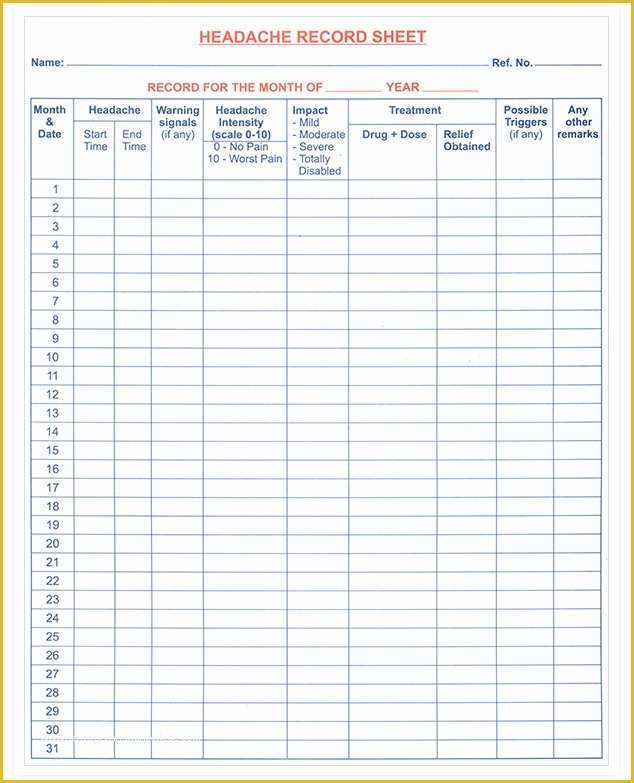 Headache Diary Template Free Of Dr Ravishankar’s Headache & Migraine Clinic