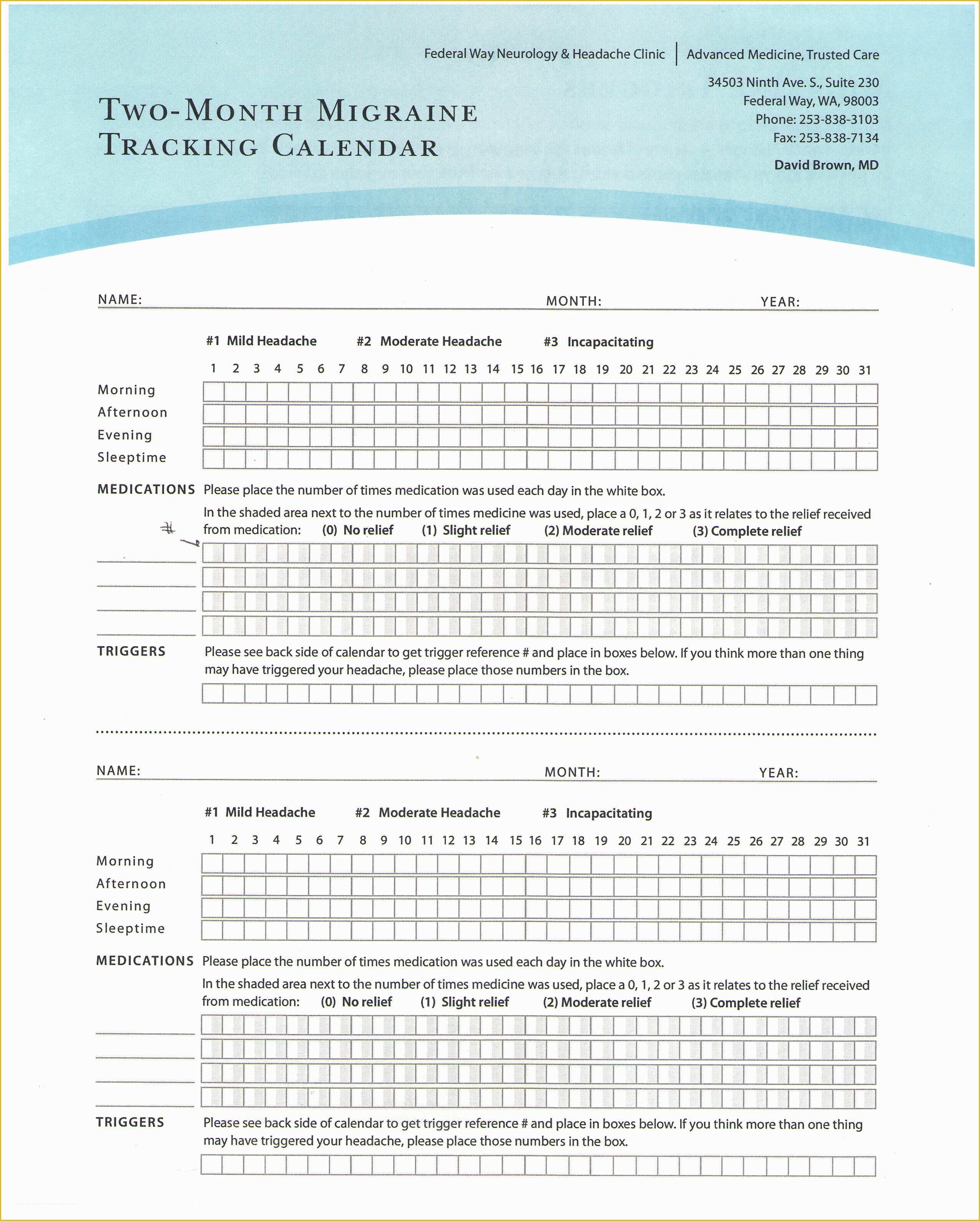 Headache Diary Template Free Of Headache Diary Great Template